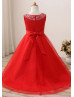 Beaded Satin Tulle Floor Length Flower Girl Dress